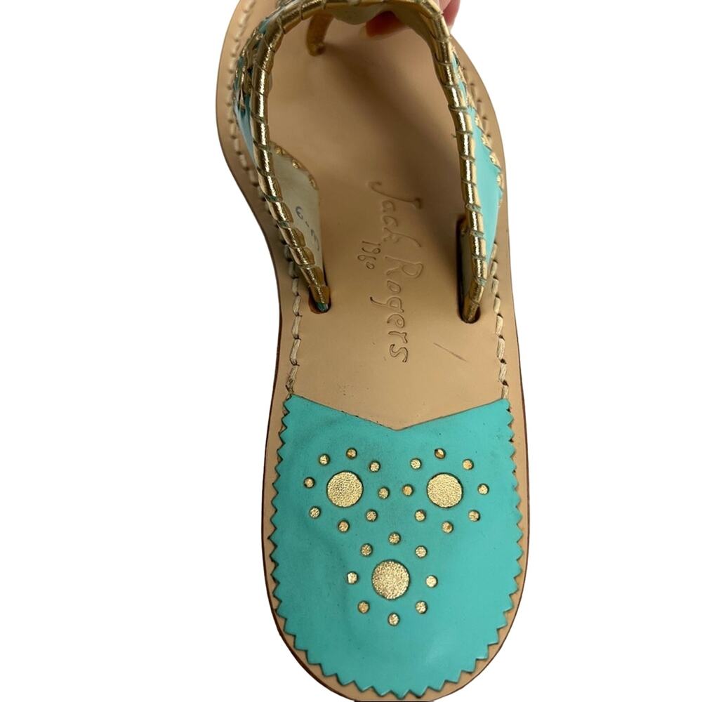 Jack Rogers Nantucket Gold Sandals 6 Caribbean Blue - Picture 5 of 9